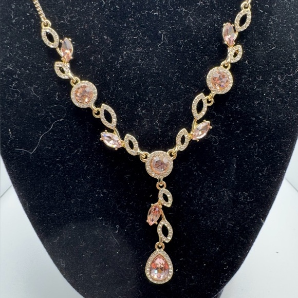 Givenchy Jewelry - Vintage Givenchy pink crystal lavalier (Y drop) necklace “Marchesa style”.